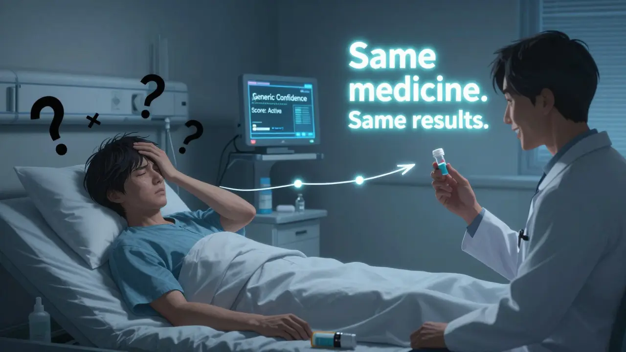 A patient's pain transforms into relief as clear communication bridges doubt and trust.