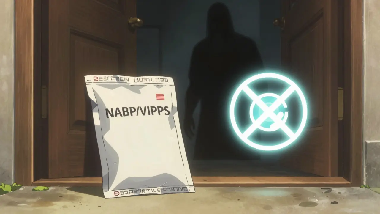 Anime illustration of safe medicine delivery vs fake drug threat
