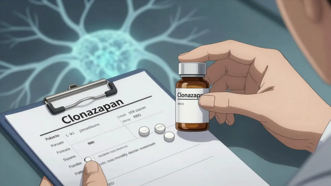 Medication bottles for RBD treatment with neural background