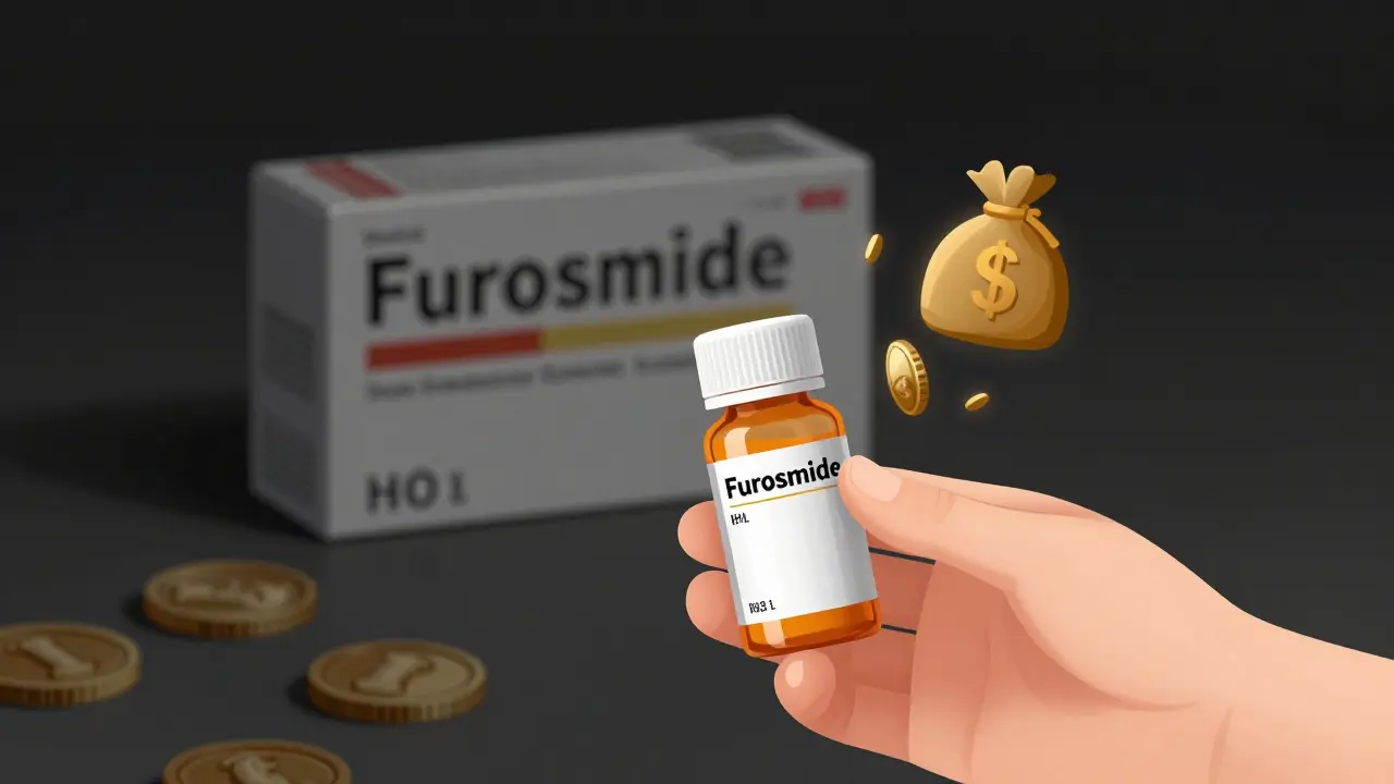 Manga illustration comparing cheap generic vs expensive drug
