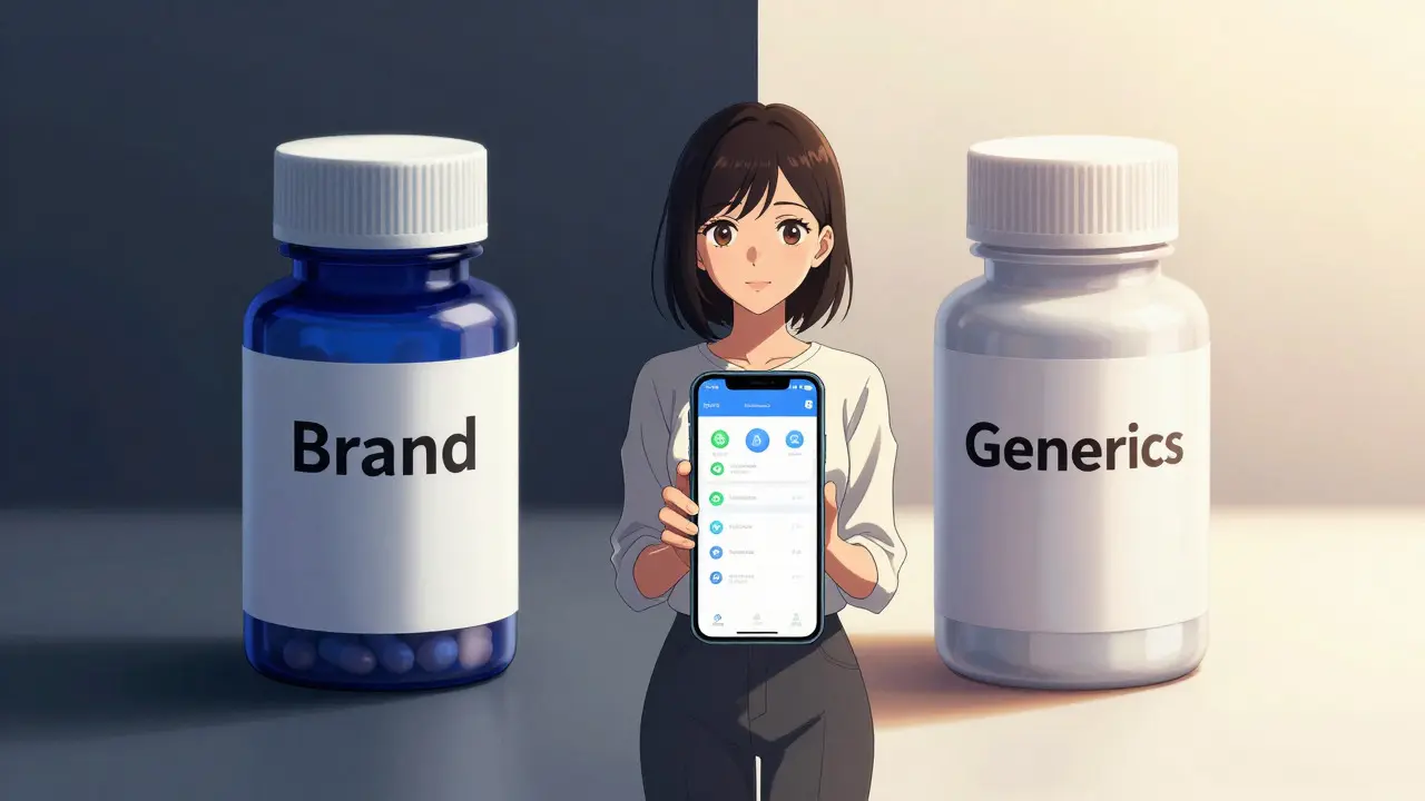 Comparison of brand vs generic medicine bottles