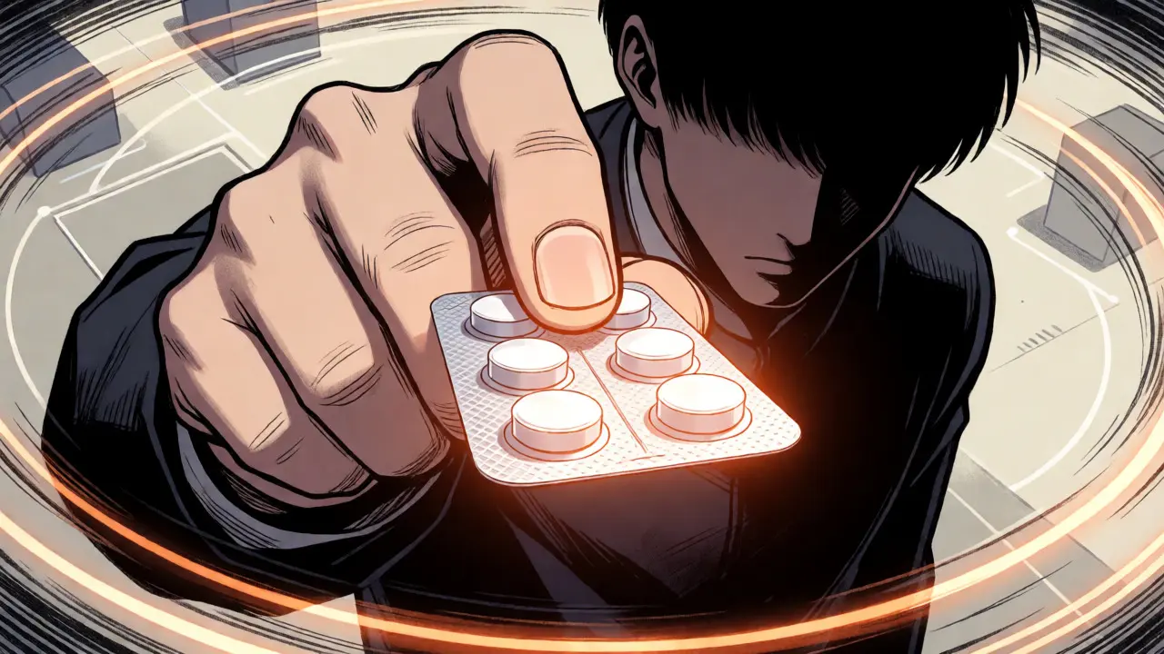 Hand holding generic antibiotic pills with dynamic motion lines